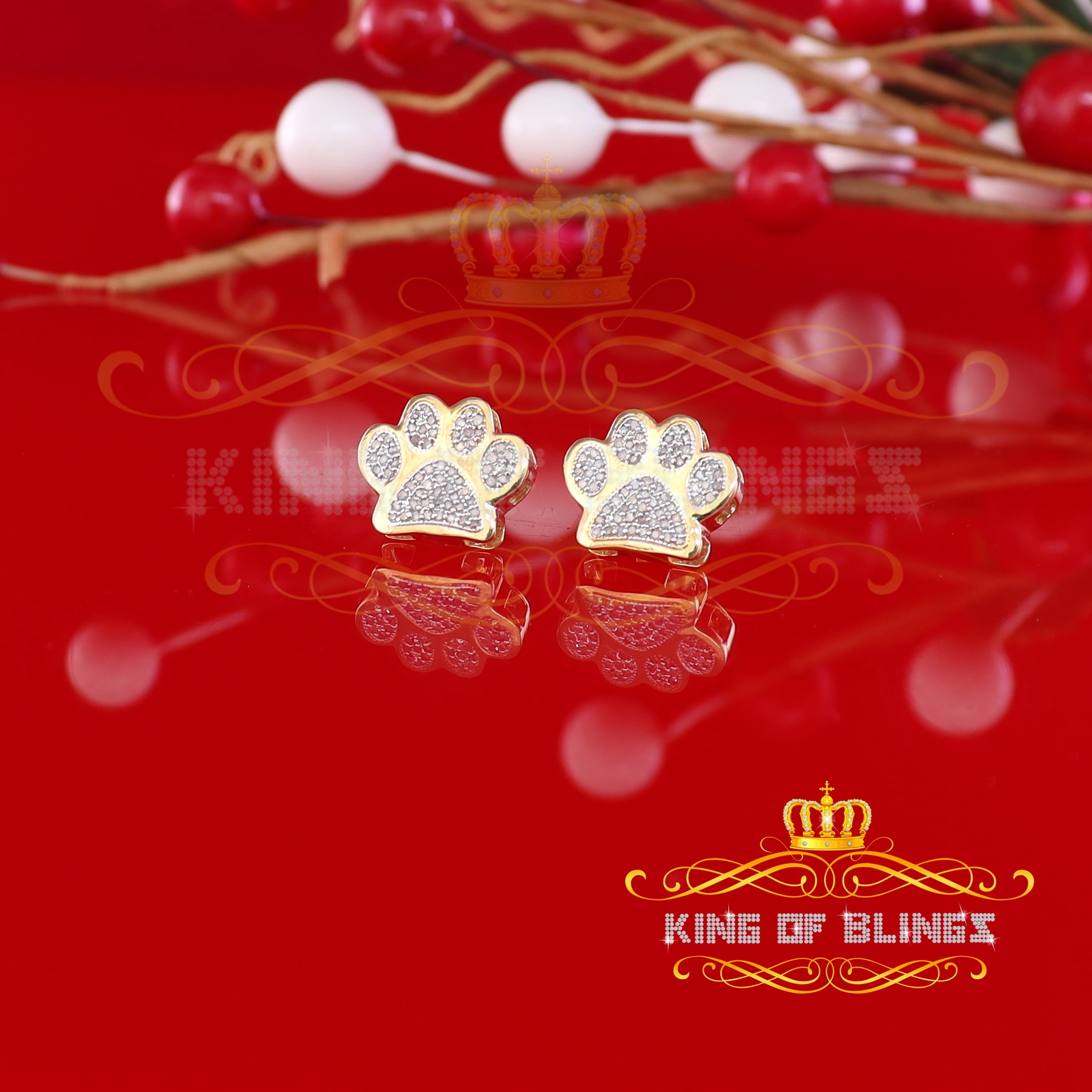 King of Bling's 925 Yellow 0.25ct Diamond Hip Hop Men's & Women's Stud Earring Sterling Silver