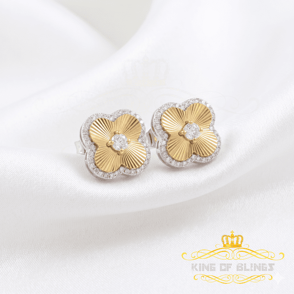 King of Bling's 925 Yellow Silver 0.80ct VVS 'D' Moissanite Square Stud Earring Men's/Womens