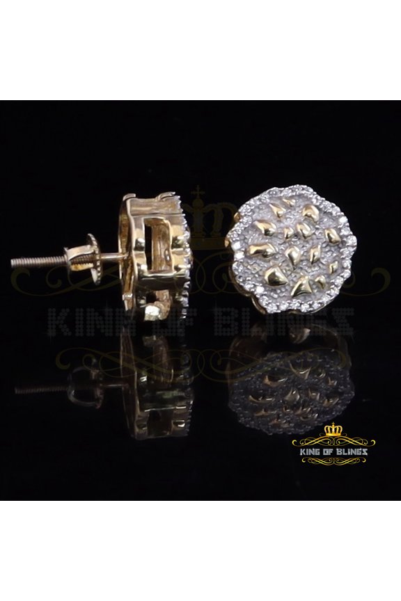 King of Bling's 925 Yellow Silver Nuggtte's 1.38ct Cubic Zirconia Hip Hop Flower Women Earrings