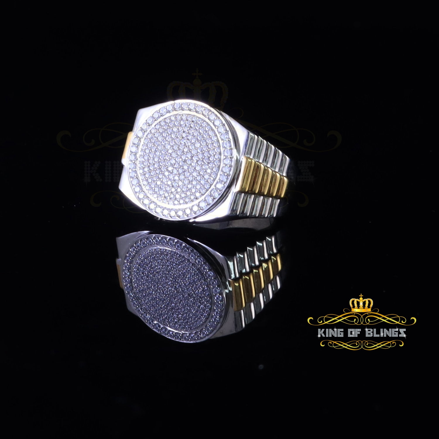 King of Bling's 925 silver Jewelry White 2.50CT CZ Wide Round Mens ...