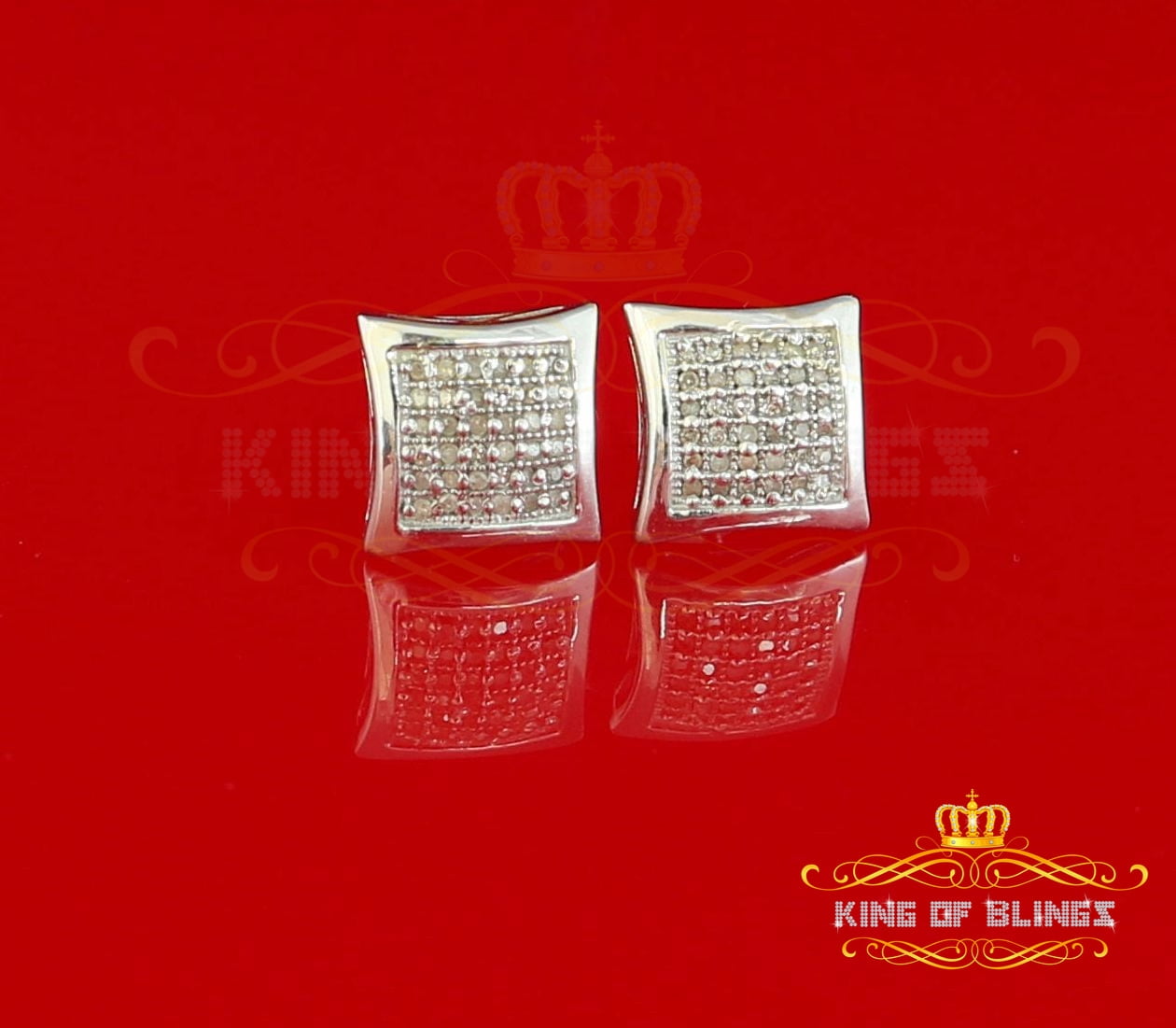 King of Bling's Aretes Para 925 Sterling White Silver 0.20ct Diamond Women & Men Stud Earrings