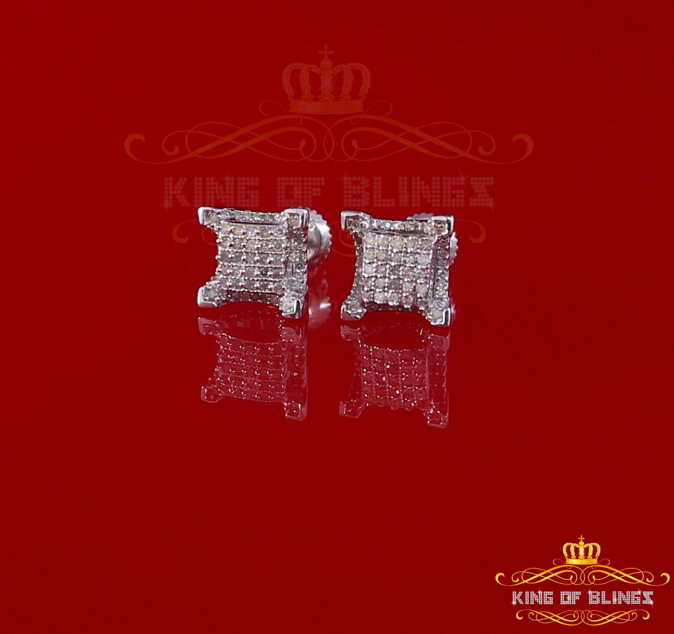 King of Bling's Aretes Para 925 Sterling White Silver 0.25ct Diamond Women & Men Stud Earrings