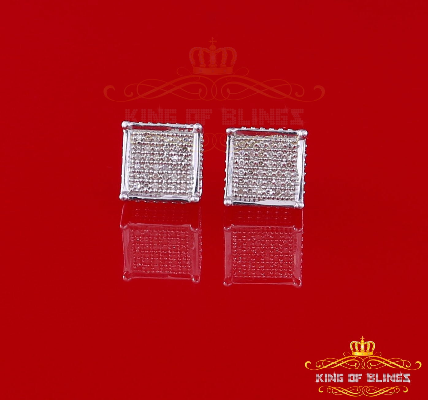King of Bling's Aretes Para Hombre 925 White Silver 0.20ct Diamond Stud Men's/ Women's Earrings