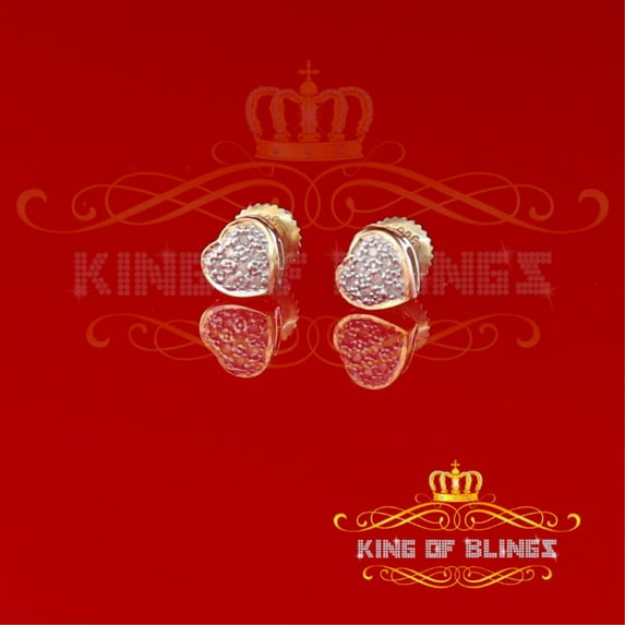 King of Bling's Aretes Para Hombre Heart 925 Yellow Silver 0.05ct Diamond Women's /Men's Earring