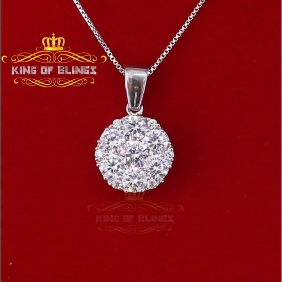 King of Bling's Attractive White 925 Sterling Silver Pendant Round Shape 3.79ct Cubic Zirconia