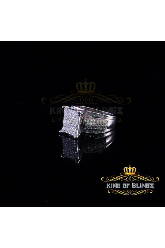 King of Bling's Cubic Zirconia 2.25ct White Silver Cinderella Women's Ring Size 7