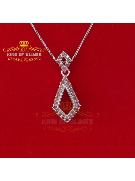 King of Bling's Fancy White 925 Sterling Silver Pendant Diamond Pear Shape 0.90ct Cubic Zirconia