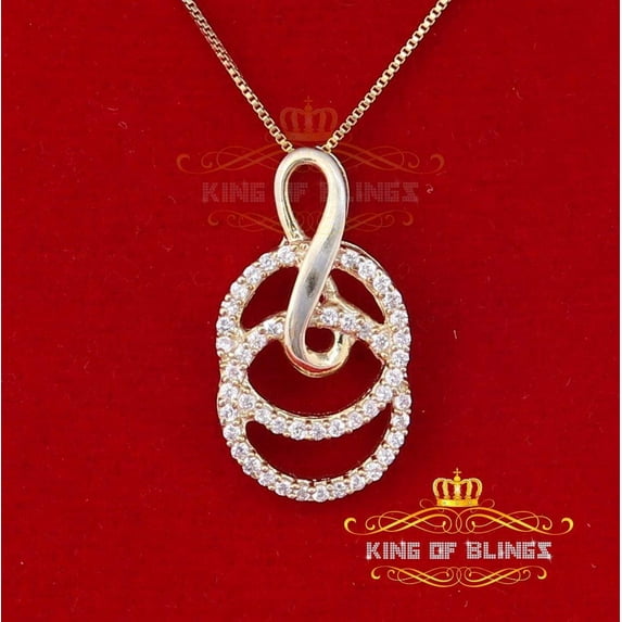 King of Bling's Fashion Sterling Silver 925 Charm Necklance Yellow Pendant 1.44ct Cubic Zirconia