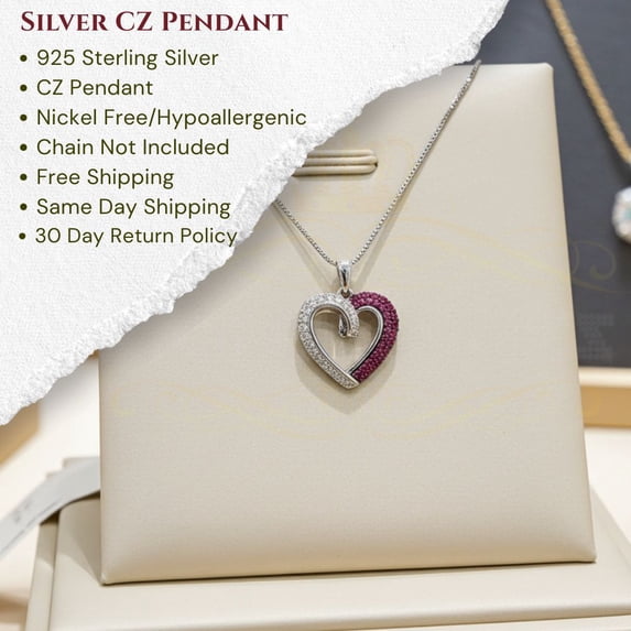 King of Bling's Heart Shape Pendant with 925 Sterling White Silver Cubic Zircona Brown Stone