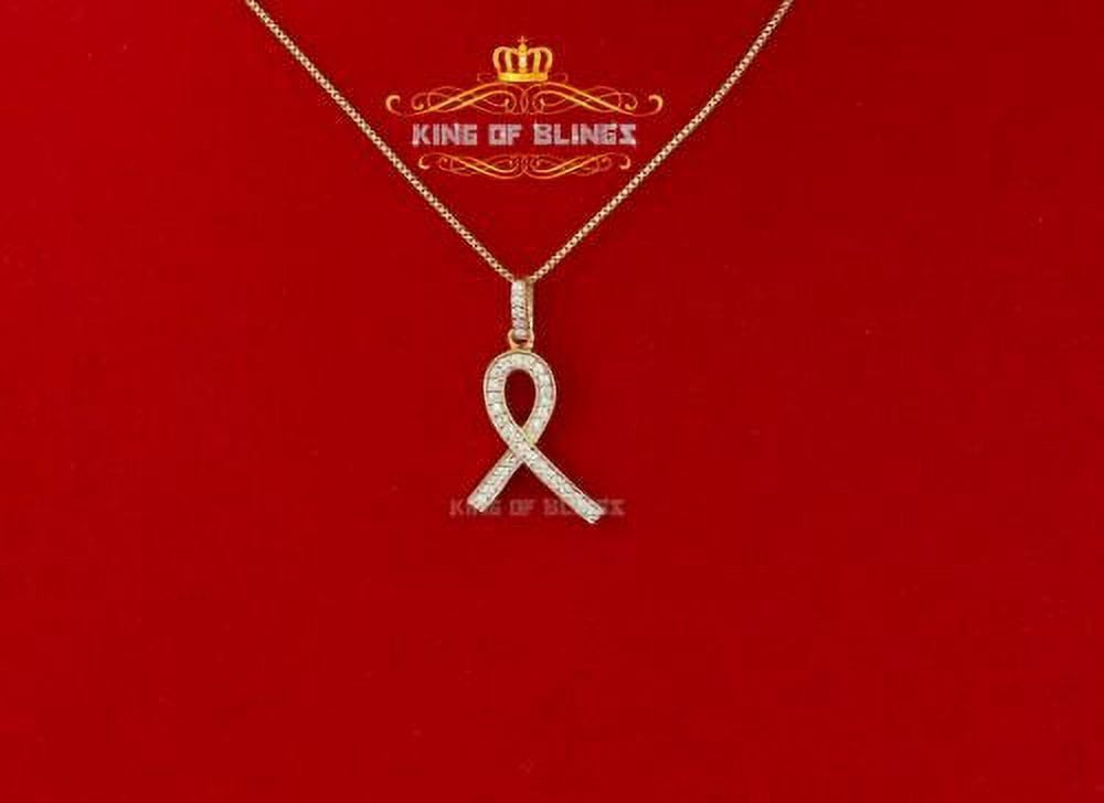 King of Bling's King of Blings Sterling Silver Ribbon Shape Pendant Yellow 0.26ct Cubic Zirconia