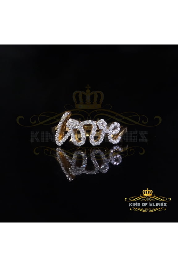 King of Bling's 'Love' Yellow 925 Sterling Silver 0.33ct VVS 'D' Moissanite Rings SZ 7 for Women