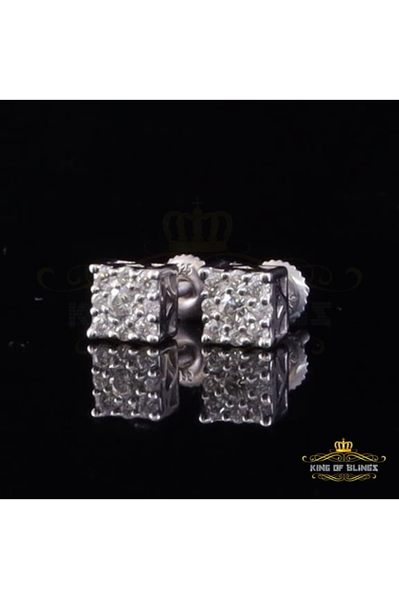 King of Bling's Men's/Women's 0.50ct Square stud Earrings Moissanite 925 Sterling Silver White