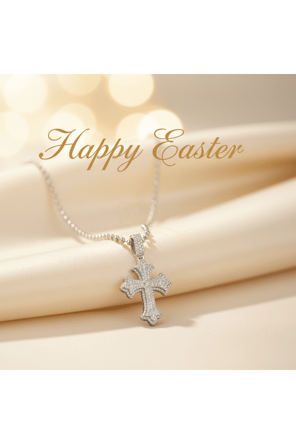 King of Bling's Men's & Women's 925 White Silver 2.00ct VVS D Moissanite Cross Patonce Pendant