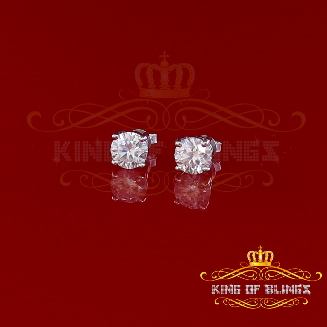 King of Bling's Men's/Women's 925 White Silver W/ 3.50ct VVS 'D' Color Moissanite Stud Earrings