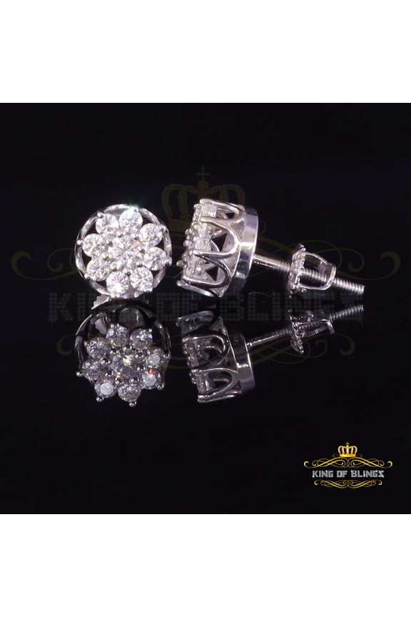 King of Bling's Men's/Womens 925 Silver White 0.50ct VVS 'D' Moissanite Round Stud Earrings