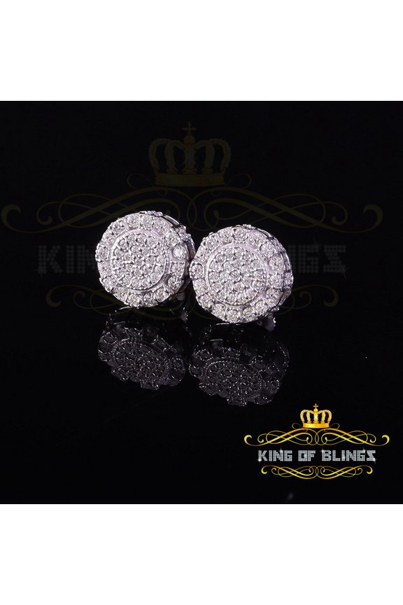 King of Bling's Men's/Womens 925 Silver White 0.50ct VVS 'D' Moissanite Round Stud Earrings