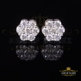 thumbnail image 1 of King of Bling's Men's/Womens 925 Silver White 1.00ct VVS 'D' Moissanite Floral Stud Earrings, 1 of 12