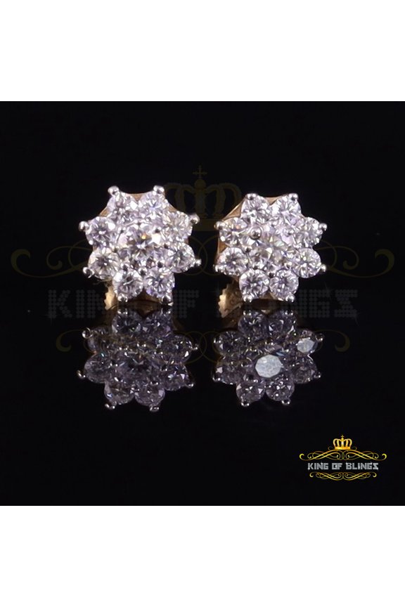 King of Bling's Men's/Womens 925 Silver White 1.00ct VVS 'D' Moissanite Round Stud Earrings
