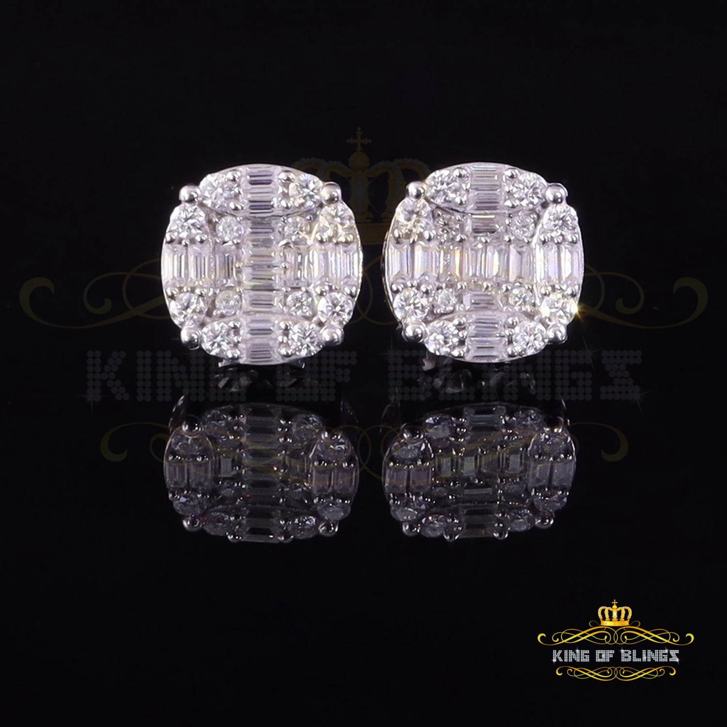 King of Bling's Men's/Womens 925 Silver White 2.00ct VVS 'D' Moissanite Round Stud Earrings