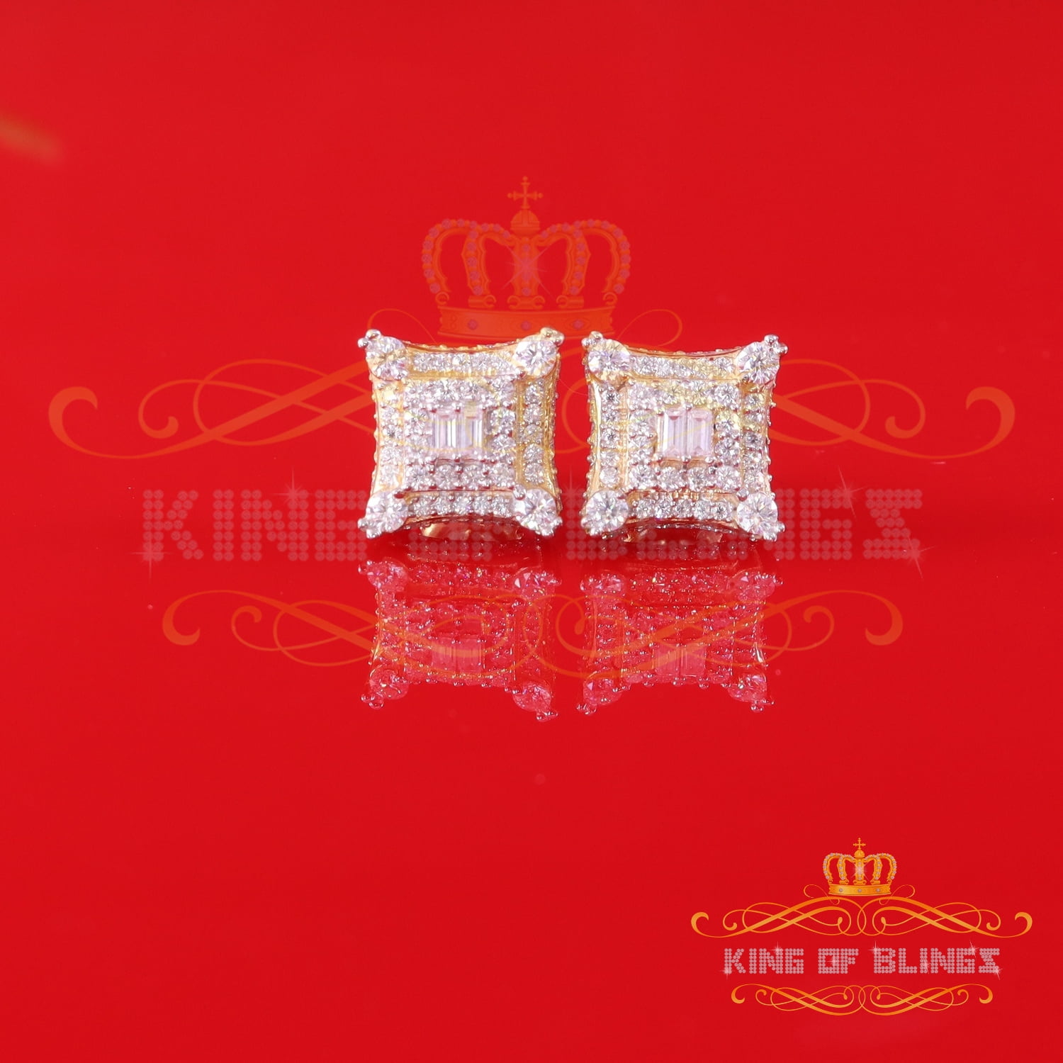 King of Bling's Men's/Womens 925 Silver Yellow 0.50 ct VVS 'D' Moissanite Round Stud Earrings