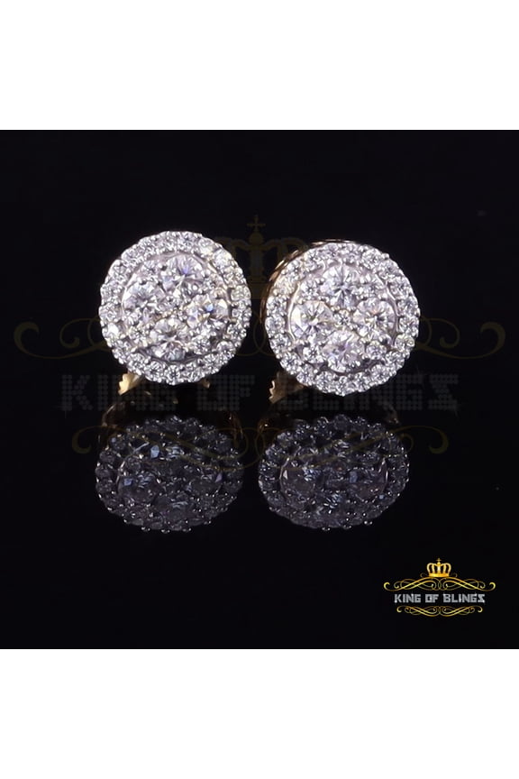 King of Bling's Men's/Womens 925 Silver Yellow 0.50ct VVS 'D' Moissanite Round Stud Earrings