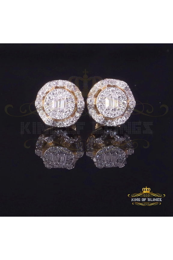 King of Bling's Men's/Womens 925 Silver Yellow 0.50ct VVS 'D' Moissanite Round Stud Earrings