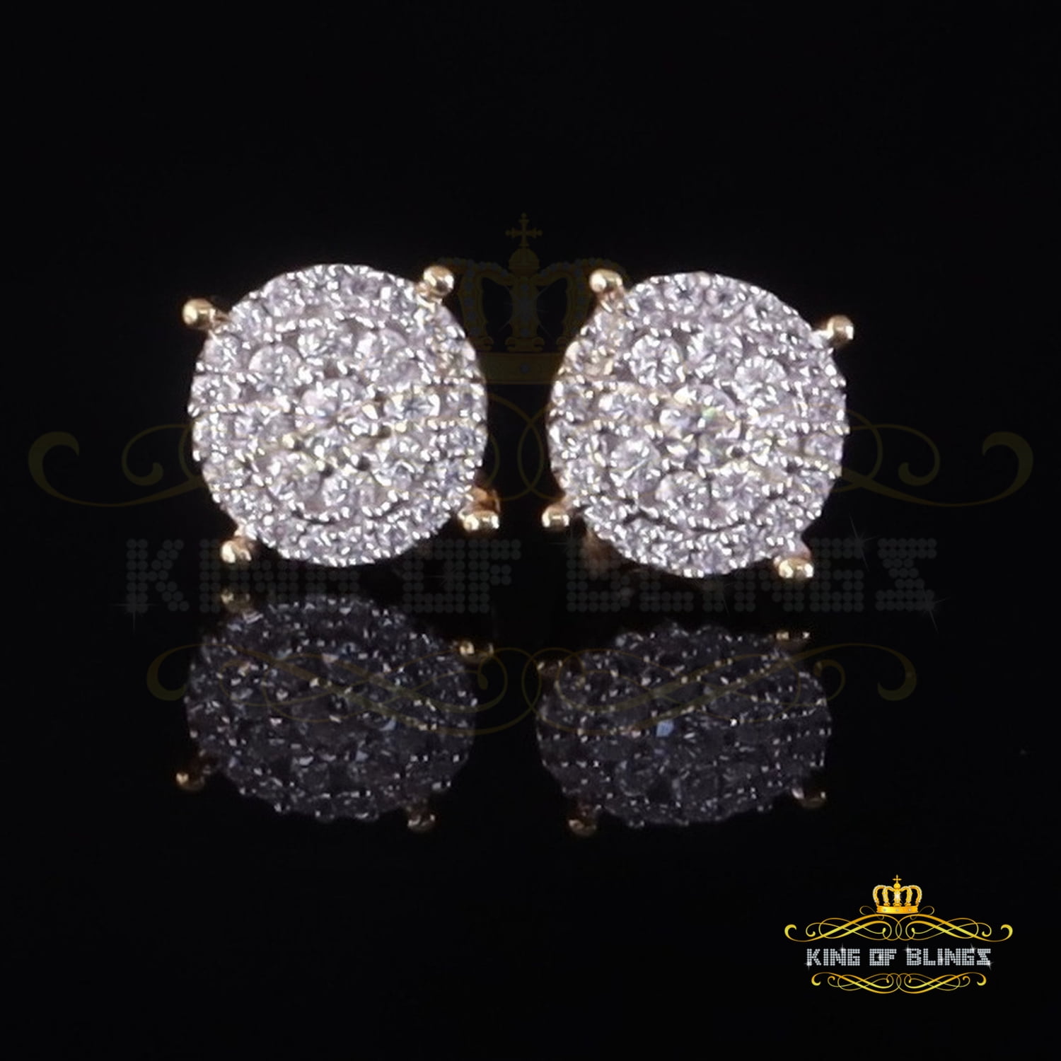 King of Bling's Men's/Womens 925 Silver Yellow 0.50ct VVS 'D' Moissanite Round Stud Earrings