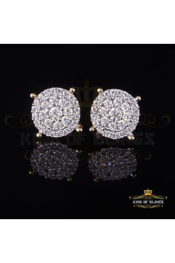King of Bling's Men's/Womens 925 Silver Yellow 0.50ct VVS 'D' Moissanite Round Stud Earrings