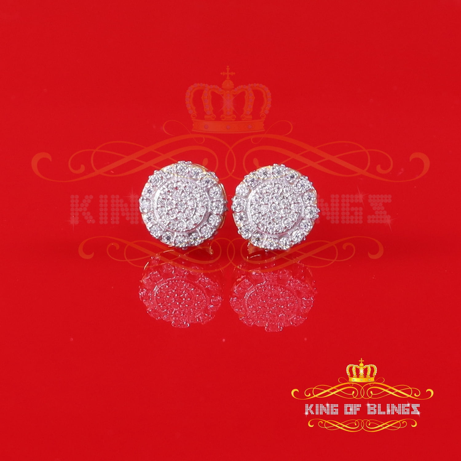King of Bling's Men's/Womens 925 Silver Yellow 0.50ct VVS 'D' Moissanite Round Stud Earrings