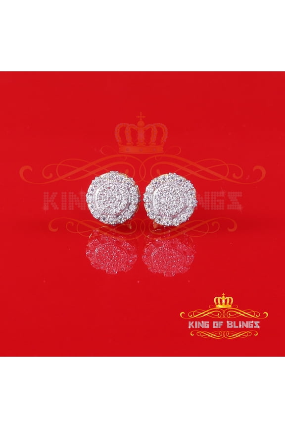 King of Bling's Men's/Womens 925 Silver Yellow 0.50ct VVS 'D' Moissanite Round Stud Earrings