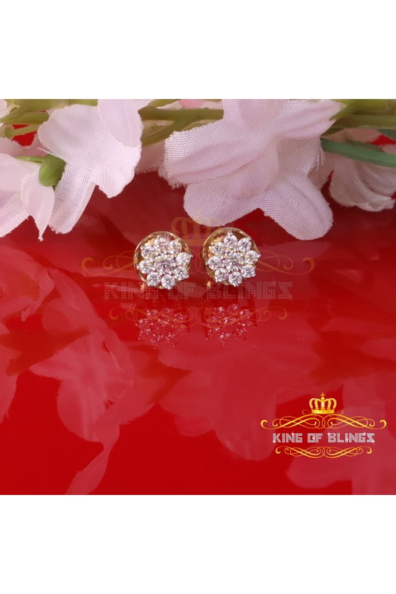 King of Bling's Men's/Womens 925 Silver Yellow 0.50ct VVS 'D' Moissanite Round Stud Earrings