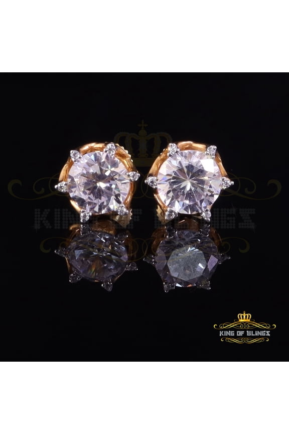 King of Bling's Men's/Womens 925 Silver Yellow 1.50ct VVS 'D' Moissanite Round Stud Earrings
