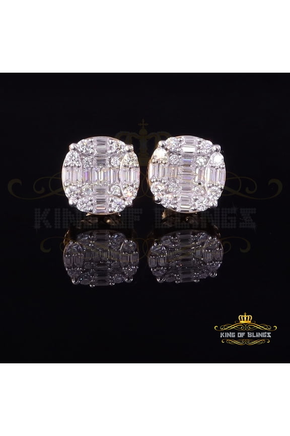 King of Bling's Men's/Womens 925 Silver Yellow 2.00ct VVS 'D' Moissanite Round Stud Earrings