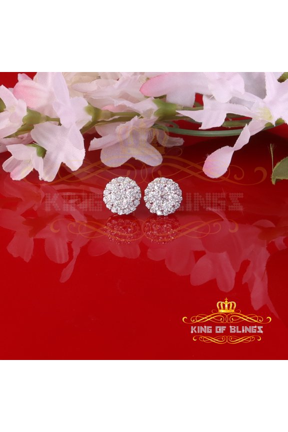 King of Bling's Men's/Womens 925 Silver Yellow 2.00ct VVS 'D' Moissanite Round Stud Earrings