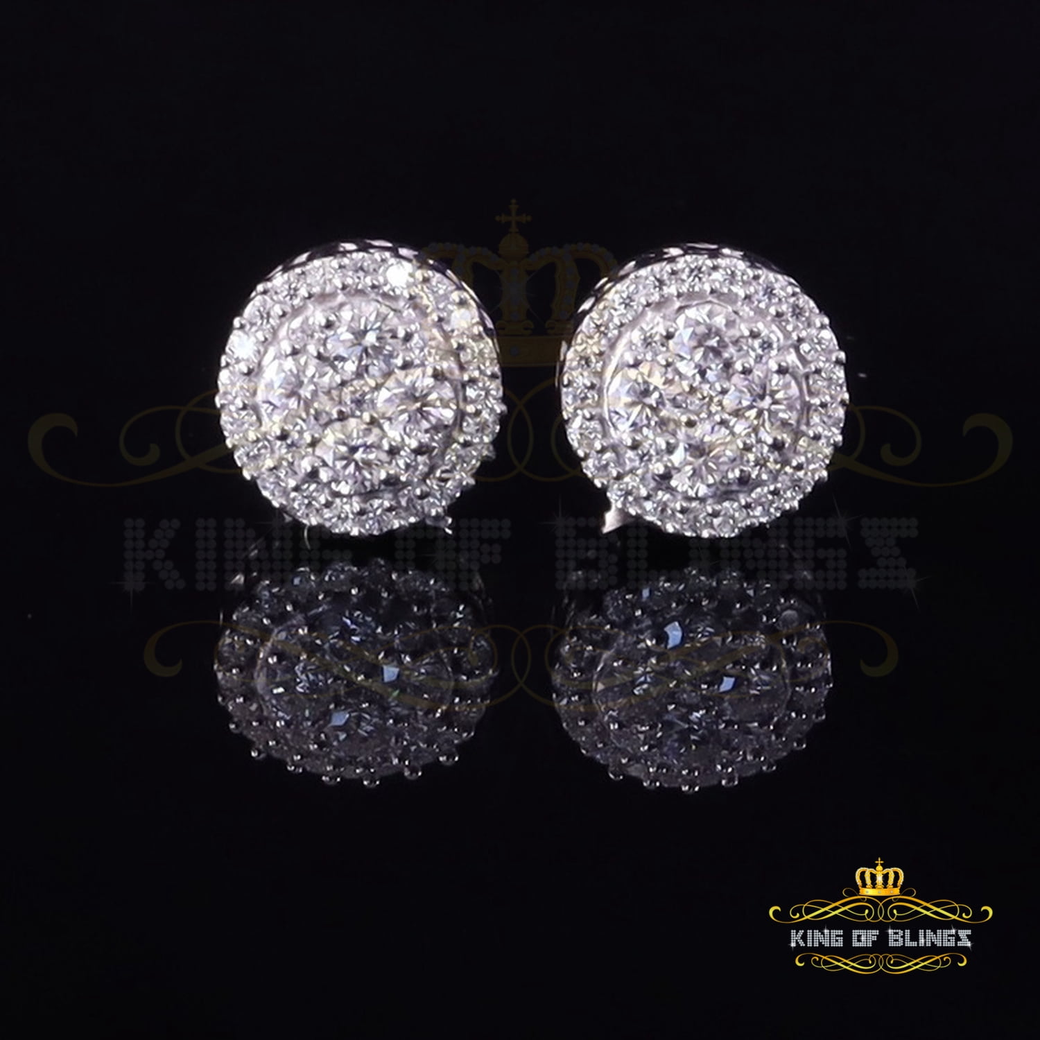 King of Bling's Men's/Womens 925 Sterling Silver White 0.50ct VVS 'D' Moissanite Stud Earrings