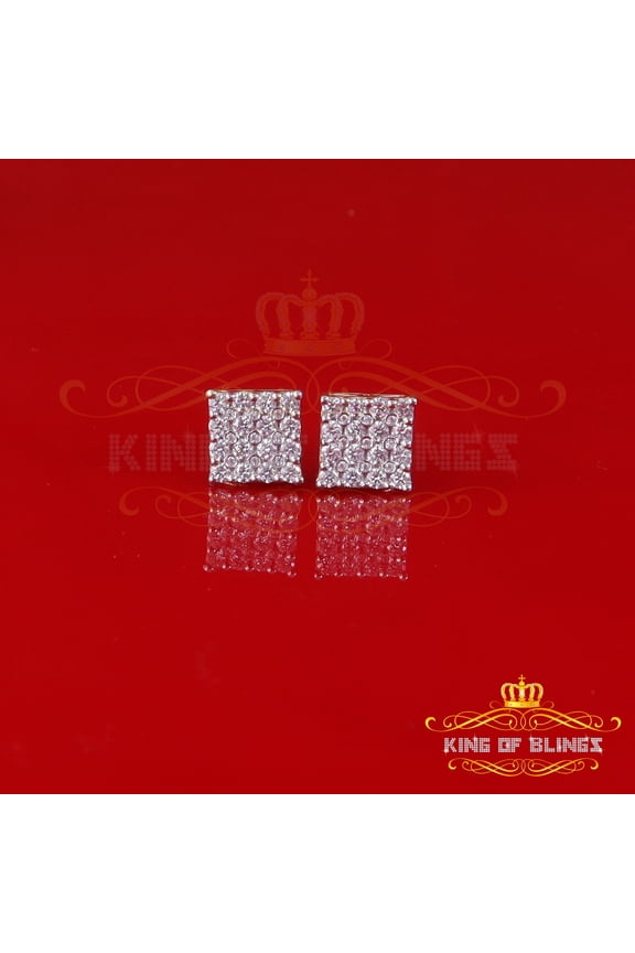 King of Bling's Men's/Womens 925 Sterling Silver Yellow 1.00ct VVS 'D' Moissanite Stud Earrings