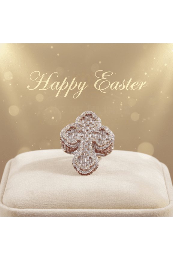 King of Bling's New White 925 Sterling Silver 6.00ct VVS D Moissanite Rings Size 10 Cross Men's