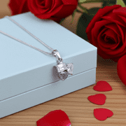 King of Blings New Womens White 925 Silver 3.50ct VVS D Pink Moissanite Toi et Moi Pendant