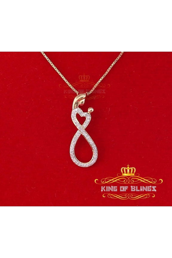 King of Bling's Real 0.10CT Diamond MOM'S LOVE Sterling Silver White Charm Necklace Pendant