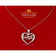 thumbnail image 1 of King of Bling's Real 0.15ct Diamond Sterling Silver LOVE HEART White Charm Necklace Pendant, 1 of 9