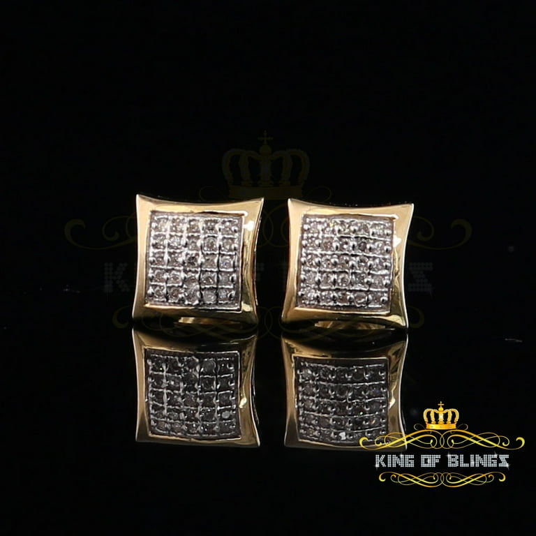 MEN'S STUD EARRINGS 0.15CT ROUND DIAMOND 10K YELLOW GOLD