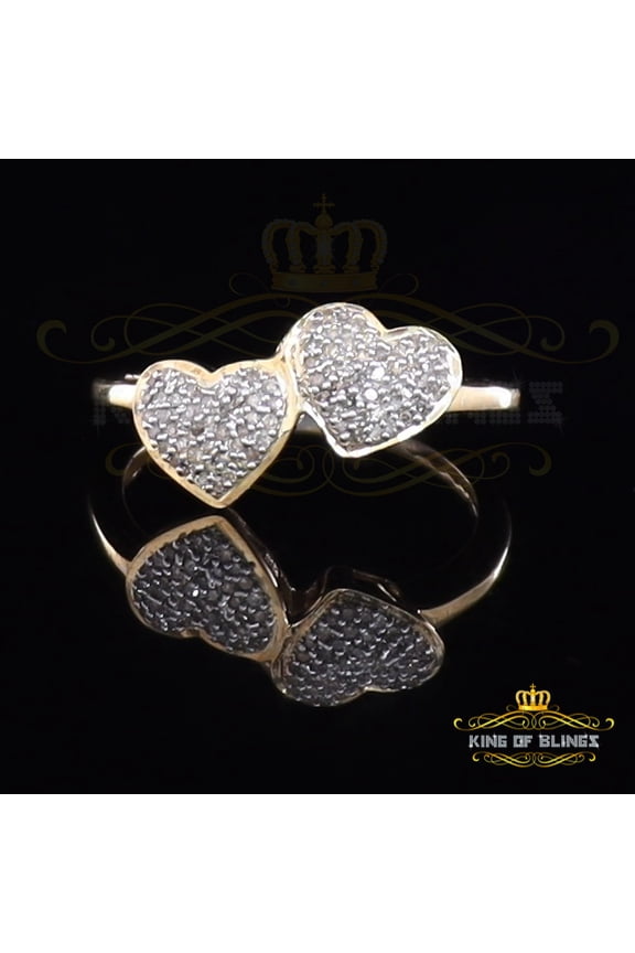 King of Bling's Real Diamond 0.40 CT 925 Sterling SilverYellow Heart Shape Womens Ring Size7