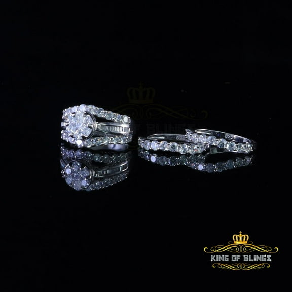 King of Bling's Silver 8.50ct Cubic Zirconia Piece Double Halo Bridal White Womens Ring Size 8