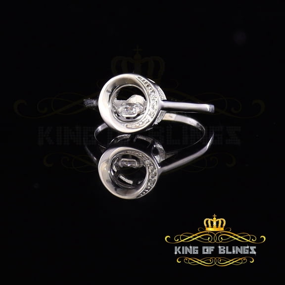 King of Bling's Sterling White Silver 1.00ct Cubic Zirconia Fashion Round Womens Ring Size 7.5