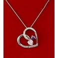 thumbnail image 1 of King of Bling's Two Stones Pink Blue Heart Solitaire 0.1ct Silver Diamonds White Charm Pendant, 1 of 2