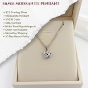 King of Blings White 925 Silver 3.50ct VVS D Moissanite Toi et Moi Pear Emerald Heart Pendt
