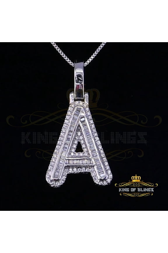 King of Bling's White Beautiful Custom intial Alphabet 'A' Pendant Silver 1.43ct Cubic Zirconia