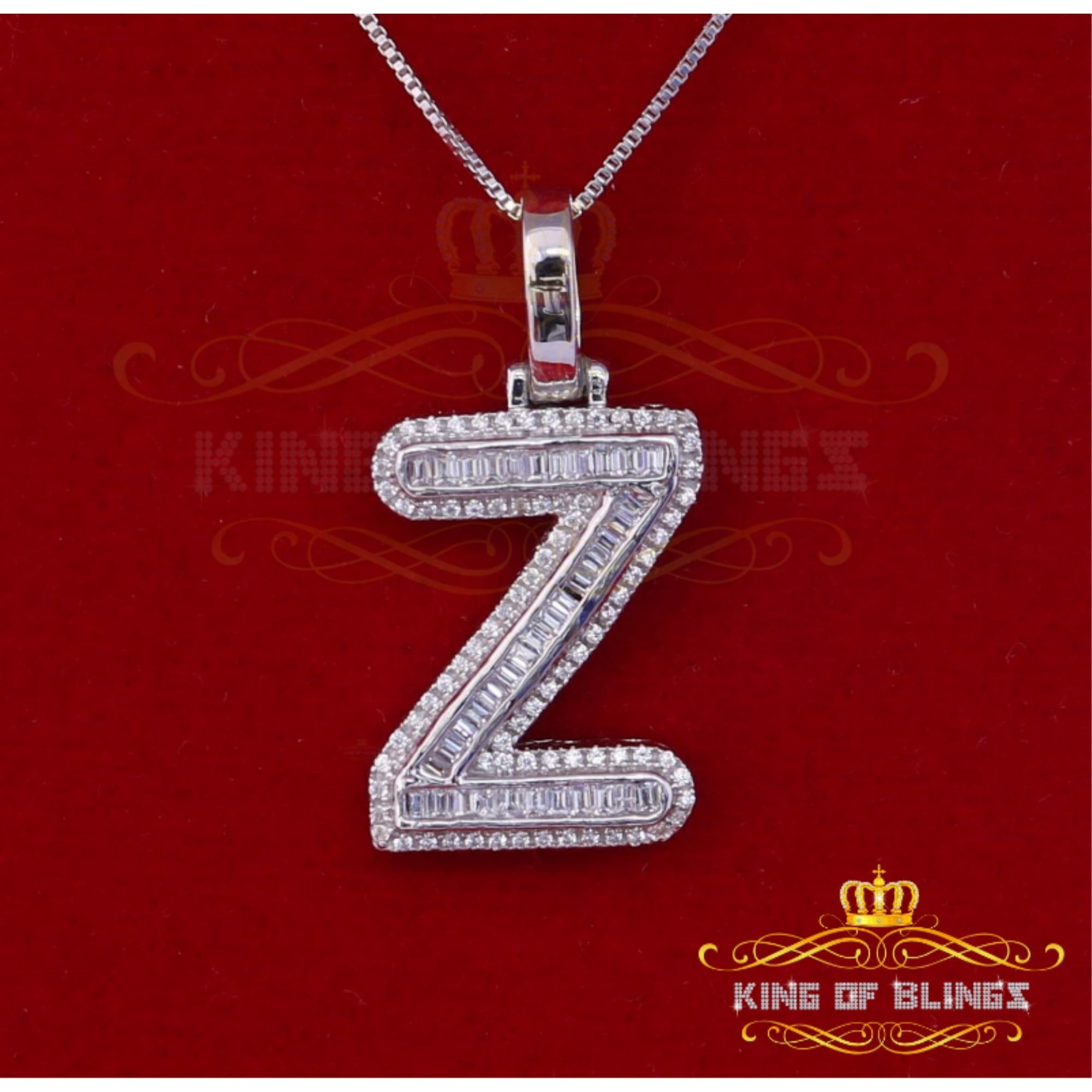 King of Bling's White Beautiful Custom intial Alphabet 'Z' Pendant