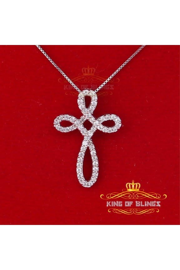 King of Bling's White Charming Necklace 925 Sterling Silver Pendant with 3.41ct Cubic Zirconia