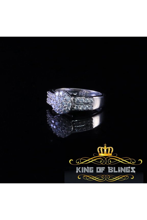King of Bling's White Cubic Zirconia Hip Hop Rapper Fashion Luxury 1.10ct Round Rings size 6.5